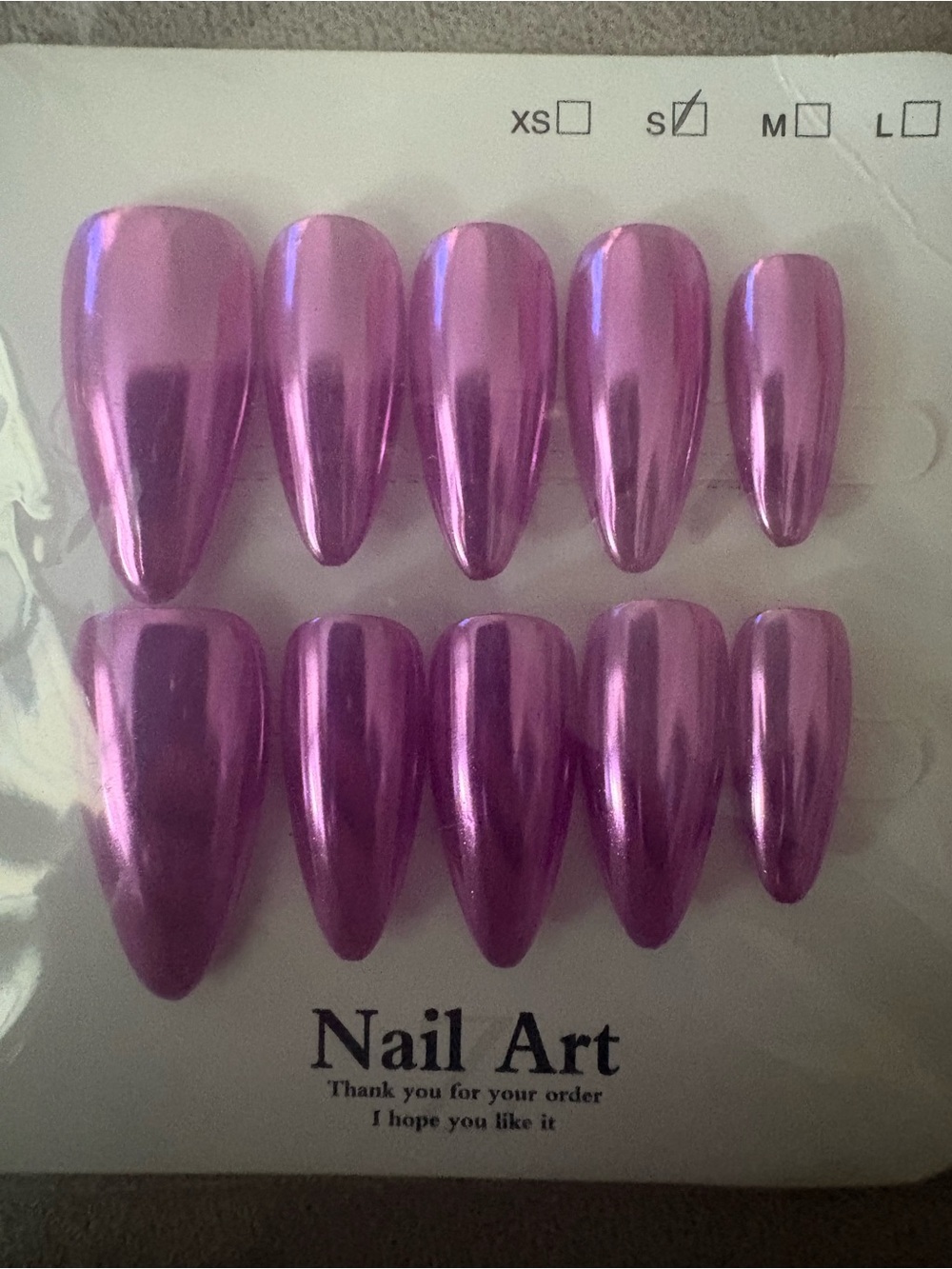 Nail Art Metallic Pink Press-On Nails size Small